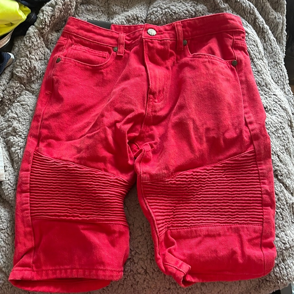 GS115 Original  Brand Burgundy Flat Front Denim Shorts Size 14